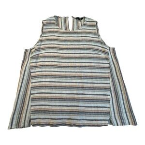 CHARLIE B Striped Linen Blend Tank Top in Earth Tones Womens Size XL - Like New!